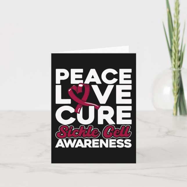 Peace Love Cure Sickle Cell Awareness 1 Card (Front)