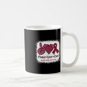 Peace Love Cure Sickle Cell Awareness Burgundy Rib Coffee Mug