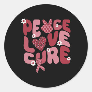 Peace Love Cure Sickle Cell Awareness Groovy Burgu Classic Round Sticker