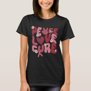 Peace Love Cure Sickle Cell Awareness Groovy Burgu T-Shirt