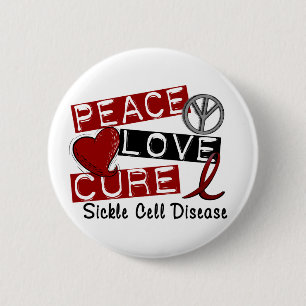Peace Love Cure Sickle Cell Disease 6 Cm Round Badge