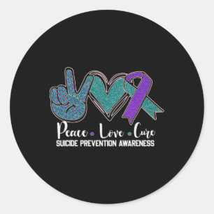 Peace Love Cure Suicide Prevention Awareness 1  Classic Round Sticker