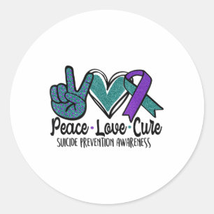 Peace Love Cure Suicide Prevention Awareness  Classic Round Sticker