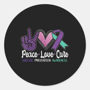 Peace Love Cure Suicide Prevention Awareness  Classic Round Sticker