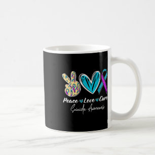 Peace Love Cure Suicide Prevention Awareness Heart Coffee Mug