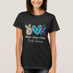 Peace Love Cure Suicide Prevention Awareness Heart T-Shirt