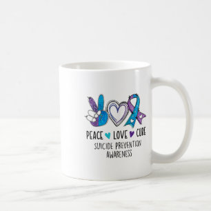 Peace Love Cure Suicide Prevention Teal Purple Awa Coffee Mug