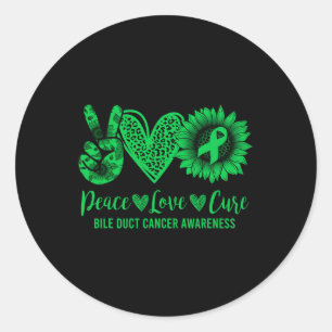 Peace Love Cure Sunflower Bile Duct Cancer Awarene Classic Round Sticker