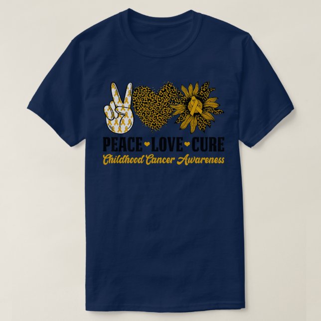 Peace Love Cure Sunflower Childhood Cancer Awarene T-Shirt (Design Front)