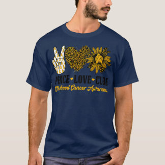 Peace Love Cure Sunflower Childhood Cancer Awarene T-Shirt