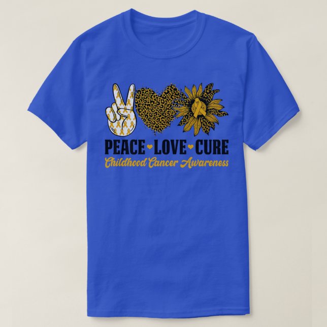 Peace Love Cure Sunflower Childhood Cancer Awarene T-Shirt (Design Front)