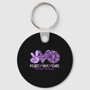 Peace Love Cure Sunflower Leopard Overdose Awarene Key Ring
