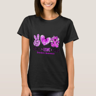 Peace Love Cure Sunflower Leopard Overdose Awarene T-Shirt