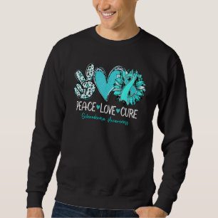 Peace Love Cure Sunflower Teal Ribbon Scleroderma  Sweatshirt