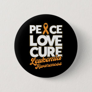Peace Love Cure Support Leukaemia Awareness Ribbon 6 Cm Round Badge