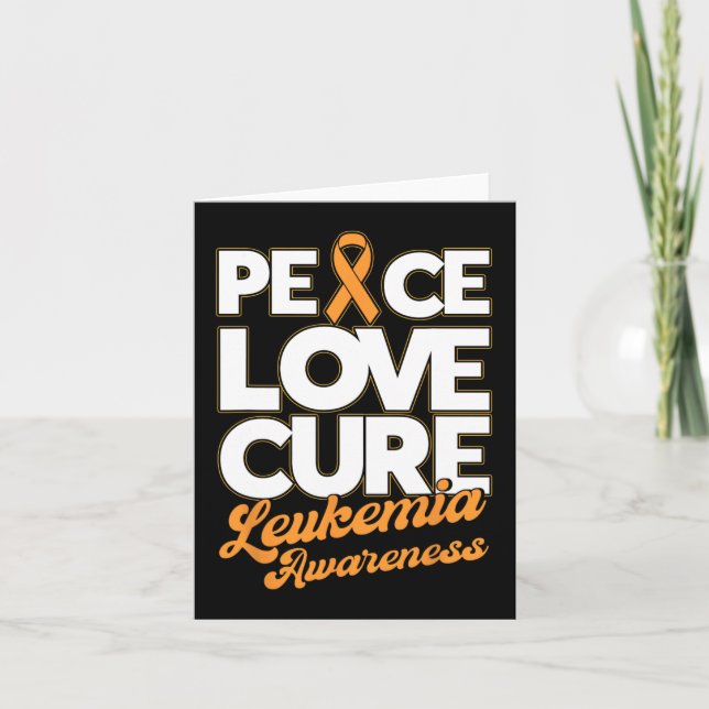 Peace Love Cure Support Leukaemia Awareness Ribbon Card (Front)