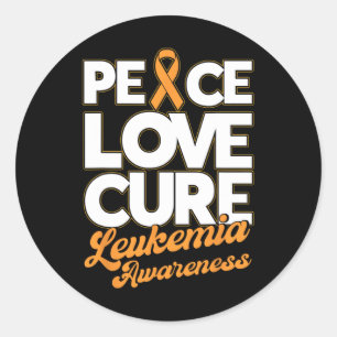 Peace Love Cure Support Leukaemia Awareness Ribbon Classic Round Sticker
