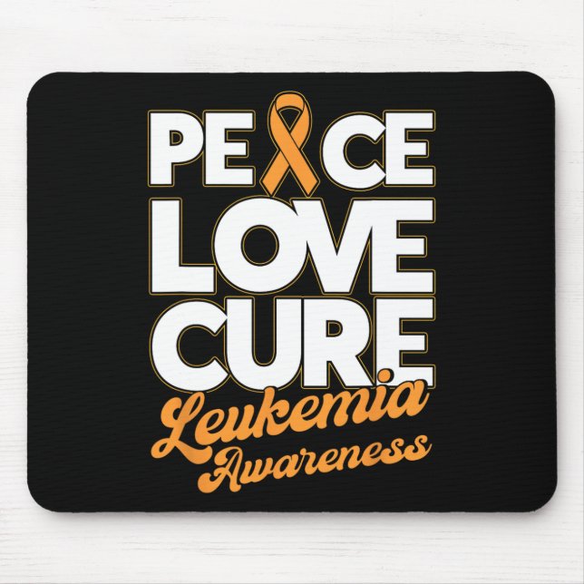 Peace Love Cure Support Leukaemia Awareness Ribbon Mouse Pad (Front)