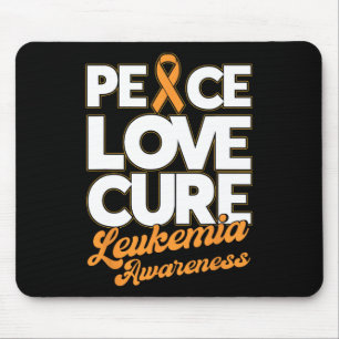 Peace Love Cure Support Leukemia Awareness Ribbon  Mouse Pad