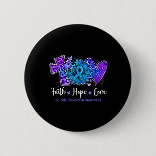 Peace Love Cure Teal & Purple Sunflower Suicid 6 Cm Round Badge