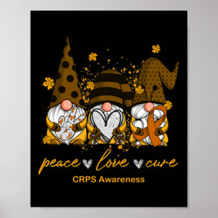 Peace Love Cure Three Gnomes Orange Ribbon Crps Aw Poster
