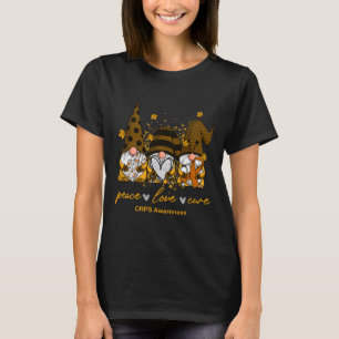 Peace Love Cure Three Gnomes Orange Ribbon Crps Aw T-Shirt
