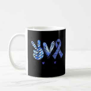 Peace Love Cure Type 1 Diabetes Awareness T1D Blue Coffee Mug