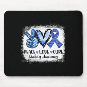 Peace Love Cure Type 1 Diabetes Awareness T1d Blue Mouse Pad