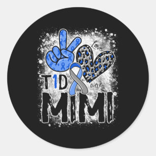 Peace Love Cure Type 1 Diabetes Awareness T1d Mimi Classic Round Sticker