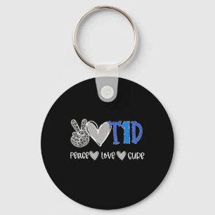 Peace Love Cure Type One Diabetes Awareness T1d Key Ring
