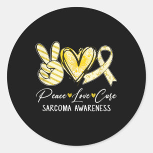 Peace Love Cure Yellow Ribbon Sarcoma Awareness Classic Round Sticker