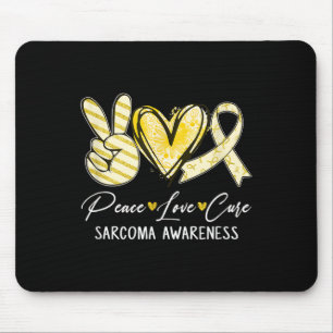 Peace Love Cure Yellow Ribbon Sarcoma Awareness  Mouse Pad