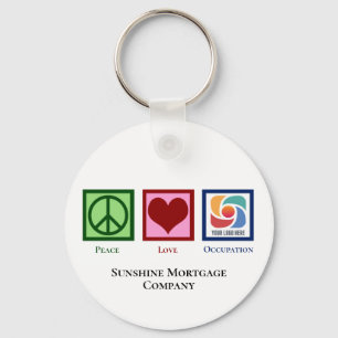 Peace Love Custom Business Logo Company Blue Key Ring