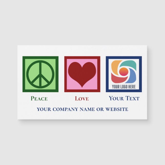 Peace Love Custom Business Logo Marketing Magnet (Front)