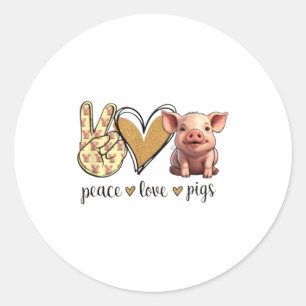 Peace Love Cute Show Pig Lover Classic Round Sticker