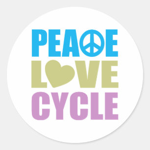 Peace Love Cycle Classic Round Sticker