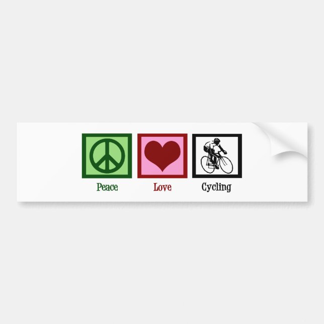 Peace Love Cycling Bumper Sticker (Front)