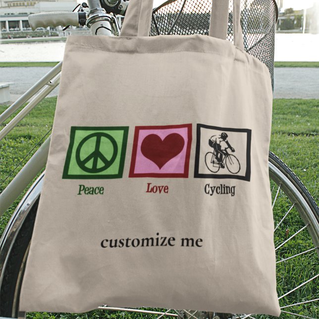 Peace Love Cycling Cute Custom Cyclist Tote Bag (Creator Uploaded)