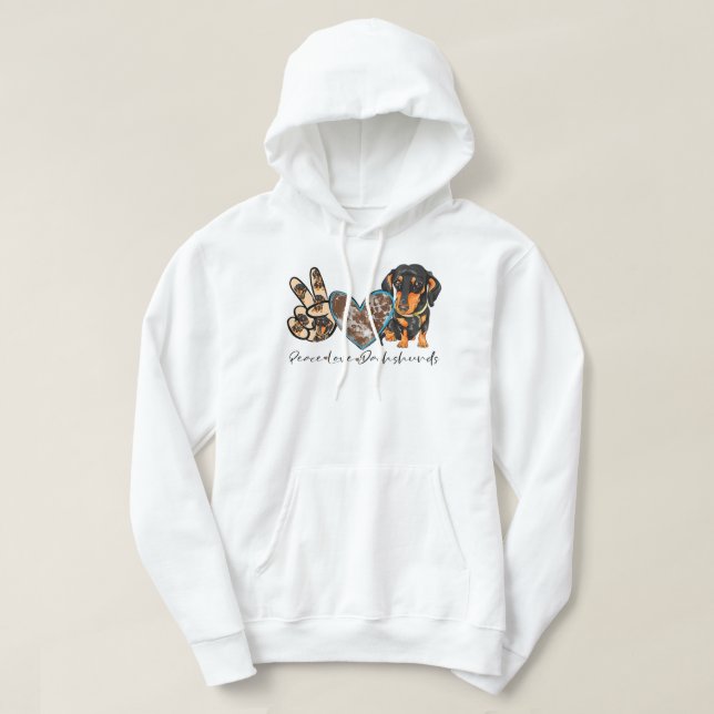 Peace Love Dachshund Dog Mum Dachshund Lovers Wien Hoodie (Design Front)