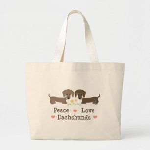 Peace Love Dachshunds Tote Bag