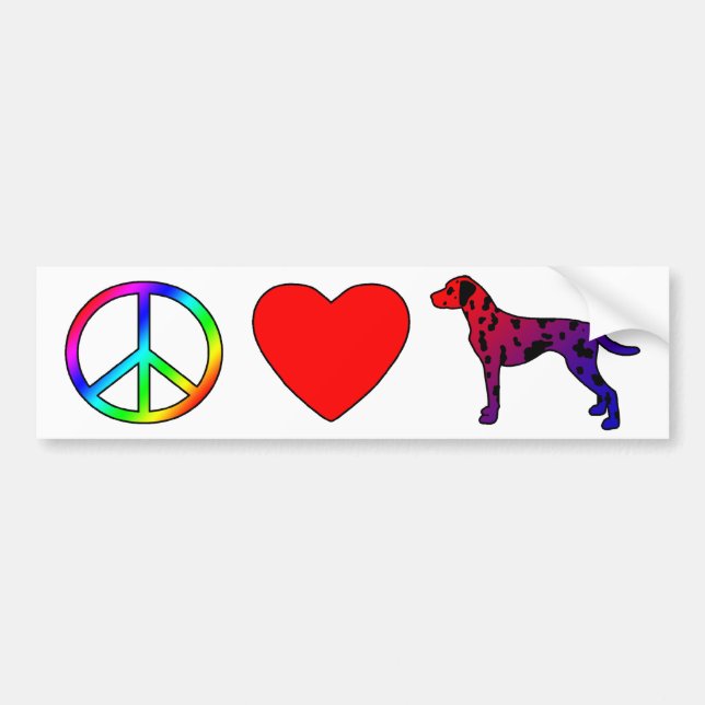 Peace Love Dalmatians Bumper Sticker (Front)