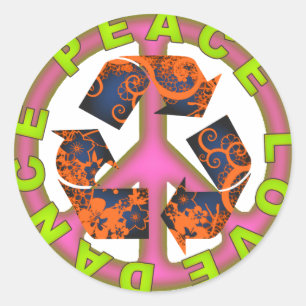 Peace Love Dance Classic Round Sticker