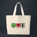 Peace Love Dance Large Tote Bag<br><div class="desc">Features a dancing couple,  a peace sign,  and a heart. I love to dance.</div>
