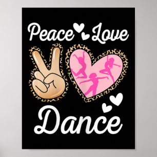 Peace Love Dance Leopard Print Women Mum Girls Dan
