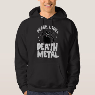 Peace Love & Death Metal Cat Goth Punk Rock Metal Hoodie