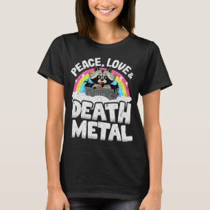 Peace Love & Death Metal Racoon Kids Band Metal R T-Shirt