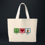 Peace Love Debate Large Tote Bag<br><div class="desc">A great speech and debate team gift with a peace sign,  heart,  and someone who stands behind a podium speaking.</div>