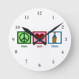 Peace Love Debate Round Clock