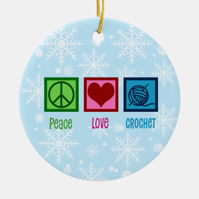 Peace Love Debate Team Ceramic Ornament Crochet (Front)
