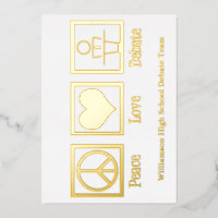 Peace Love Debate Team Custom School Gold